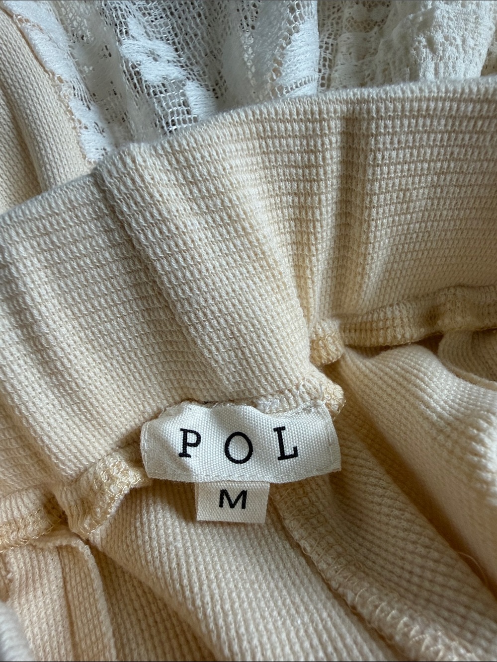POL Lace Contrast Wide Leg Romantic Boho Pants in Ivory - Picture 10 of 11
